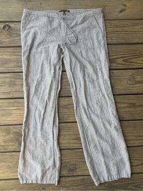 Victoria's Secret Gray and White Striped Lightweight Linen Blend Pants